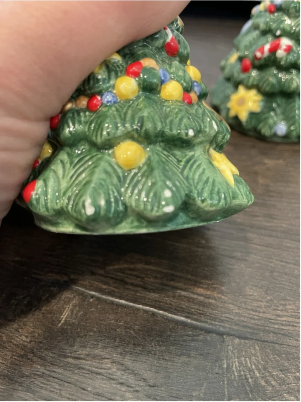 Nikko Christmas Tree Salt And Pepper Shakers Ceramic 4” Tall Festive Vintage